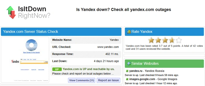 Check Yandex Server Status with Tools