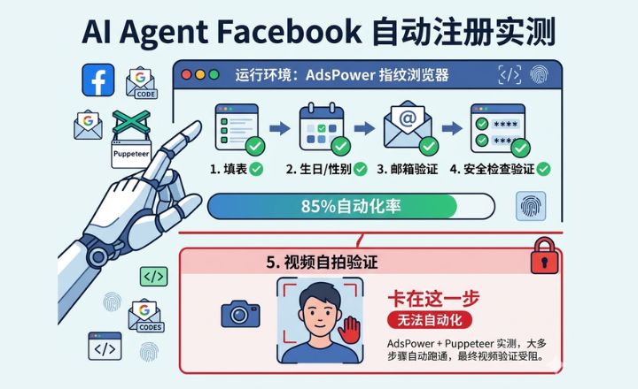 AI Agent 自动注册 Facebook 全流程实测:真正卡住的是这一步 AI Agent 自动注册 Facebook 全流程实测:真正卡住的是这一步