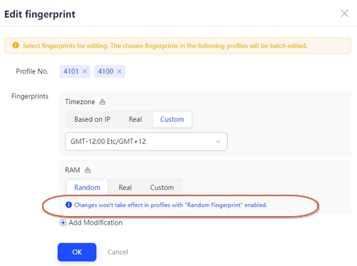 Bulk Edit Fingerprint