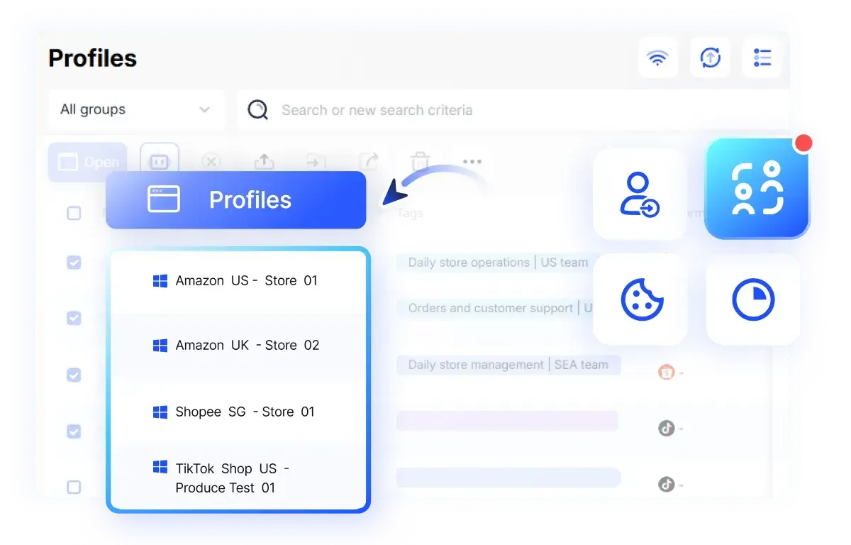 商品テスト用アカウントを分離したAdsPower環境の図