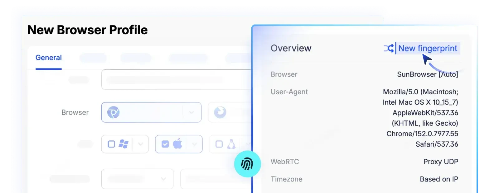 AdsPowerが店舗別に独立したブラウザ環境とアカウント情報を保存する画面